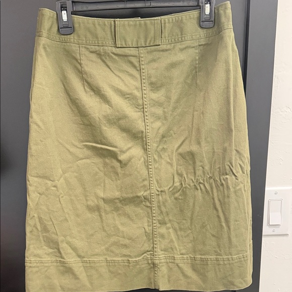 Lands' End Olive Button-Front Pencil Skirt - Picture 2 of 6